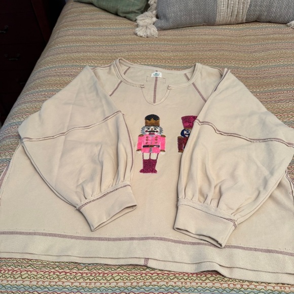 Blue Buttercup Sequin Nutcracker Trio Sweatshirt 100% cotton Size XL - Picture 5 of 9